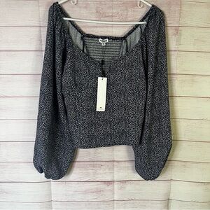 Vigoss NEW Navy Blue White Balloon Long Sleeve Top Size XL